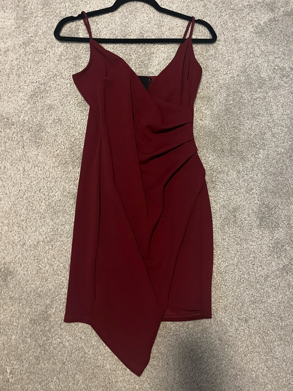 Workhall Asymmetrical Burgundy Spaghetti Strap Dress size medium